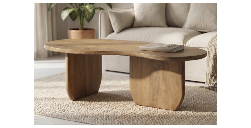 Table basse NERA en bois de manguier foncé mise en situation