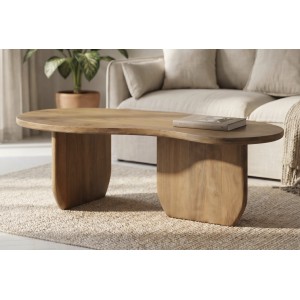 Table basse NERA en bois de manguier foncé mise en situation