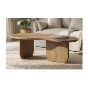 Table basse NERA en bois de manguier foncé mise en situation