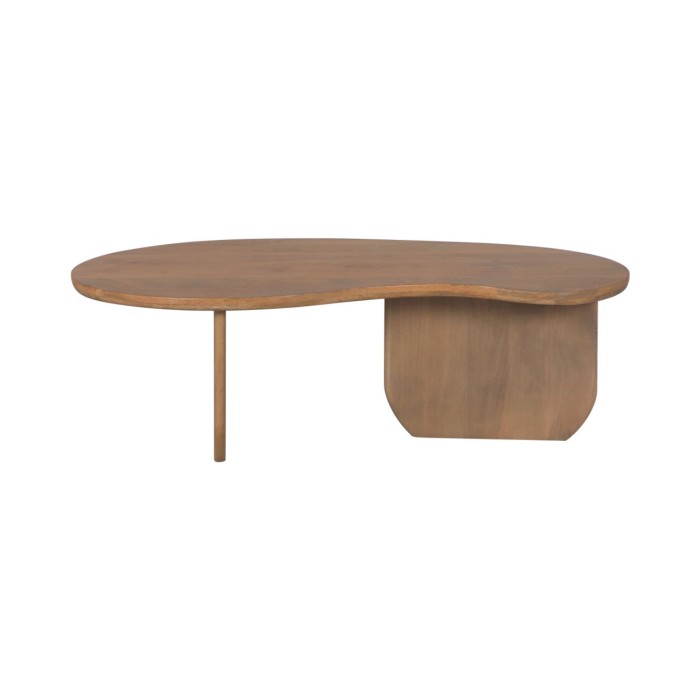 Organische salontafel NERA 120 cm in massief mangohout - Natuurlijke kiezelvorm