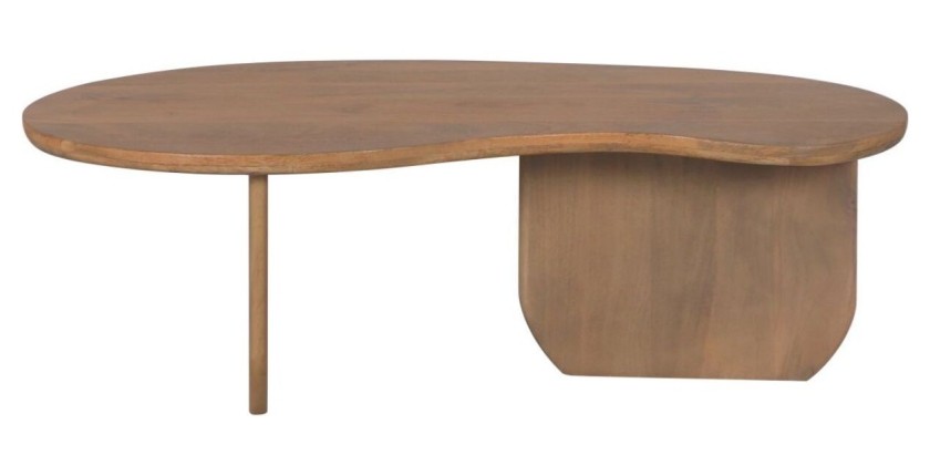 Table basse NERA en bois de manguier foncé vue de face sur fond blanc