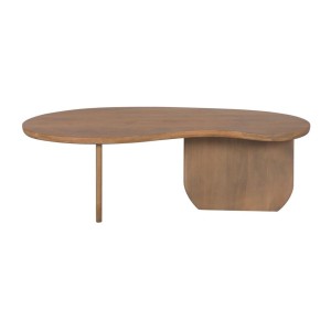 Table basse NERA en bois de manguier foncé vue de face sur fond blanc