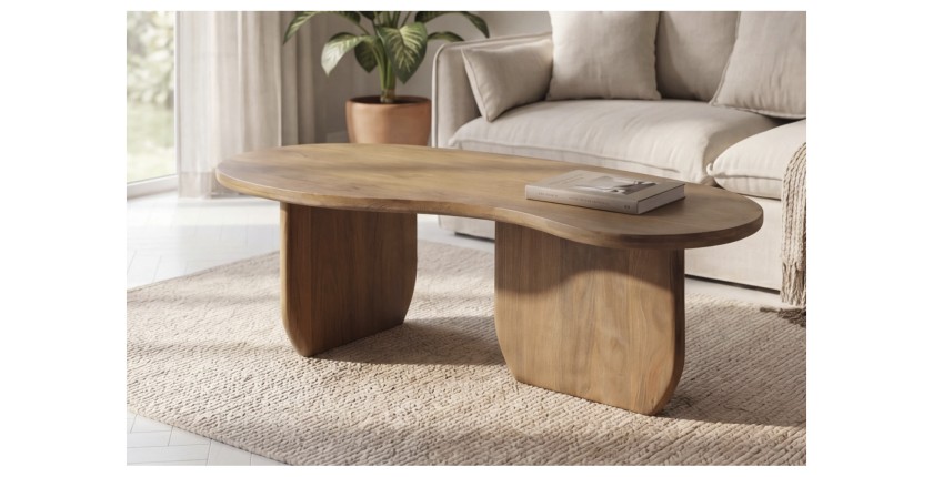 Table basse NERA en bois de manguier foncé vue rapprochée