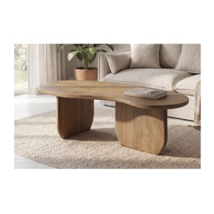 Table basse NERA en bois de manguier foncé vue rapprochée