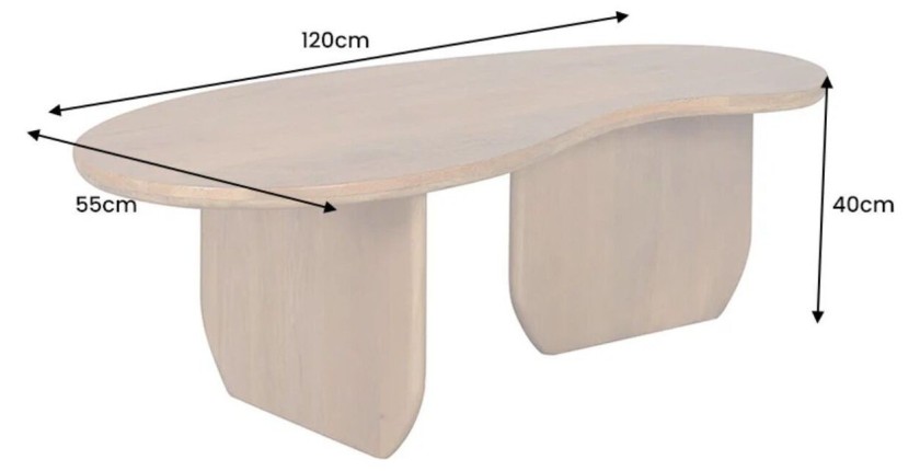 Table basse NERA en bois de manguier foncé dimensions