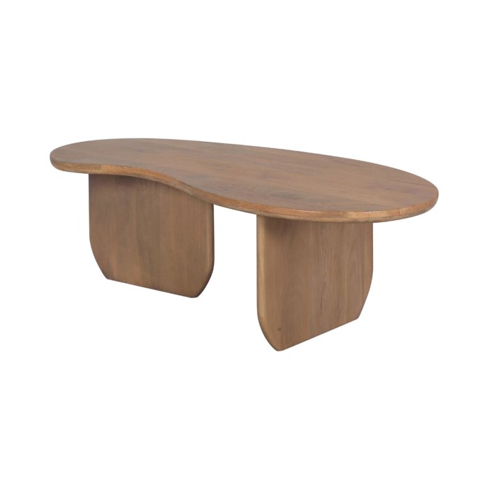 Organische salontafel NERA 120 cm in massief mangohout - Natuurlijke kiezelvorm