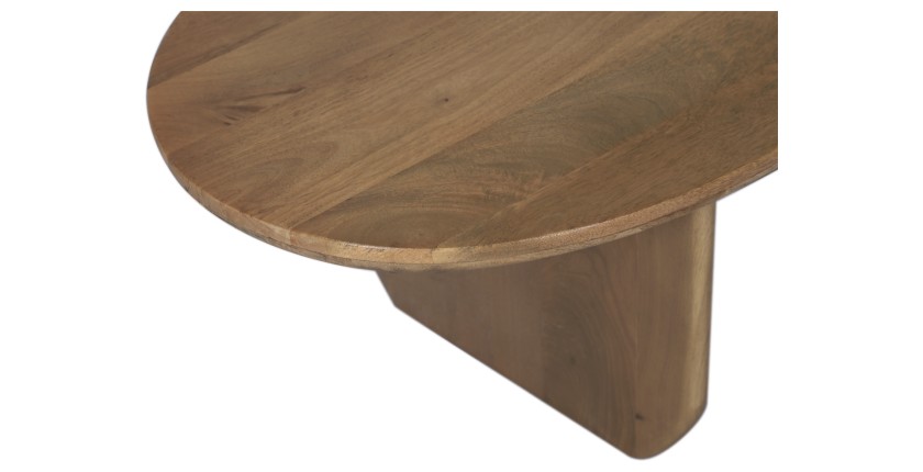 Zoom sur la matière du plateau de la table basse NERA en bois de manguier foncé