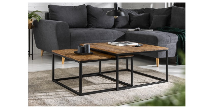 Tables basses gigognes NERA aspect bois vues de face
