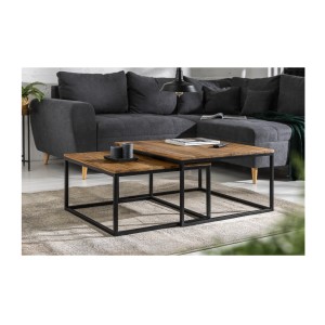 Tables basses gigognes NERA aspect bois vues de face