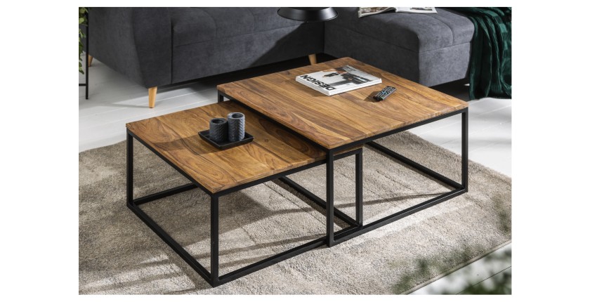 Tables basses gigognes NERA aspect bois mises en situation