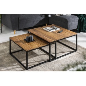 Tables basses gigognes NERA aspect bois mises en situation