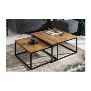 Tables basses gigognes NERA aspect bois mises en situation