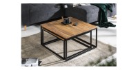 Tables basses gigognes NERA aspect bois empilées