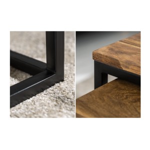 Zoom sur les détails des tables basses gigognes NERA aspect bois