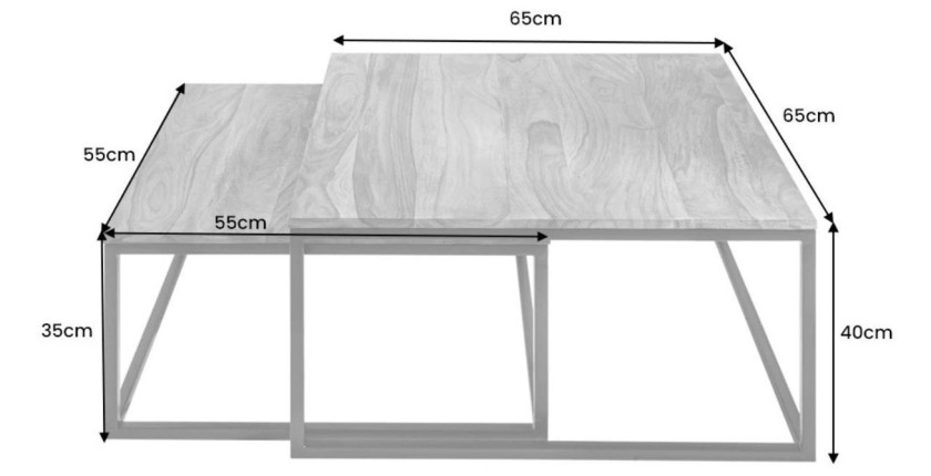Tables basses gigognes NERA aspect bois dimensions