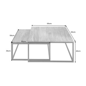 Tables basses gigognes NERA aspect bois dimensions