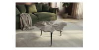 Table basse LOTUSIA argentée 75cm mise en situation