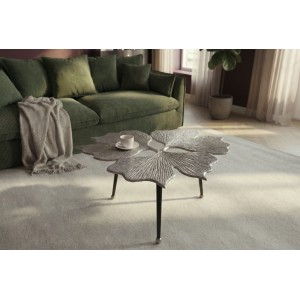 Table basse LOTUSIA argentée 75cm mise en situation