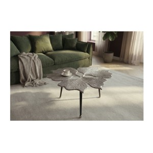 Table basse LOTUSIA argentée 75cm mise en situation