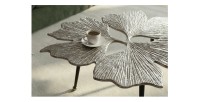 Table basse LOTUSIA argentée 75cm vue de haut