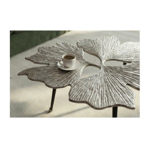 Table basse LOTUSIA argentée 75cm vue de haut