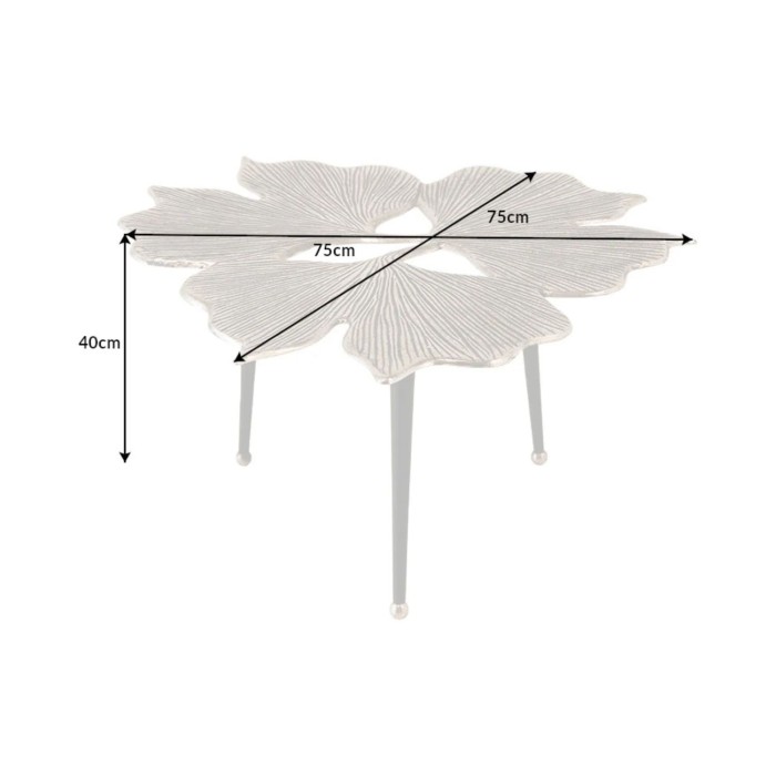 Table basse LOTUSIA argentée 75cm dimensions