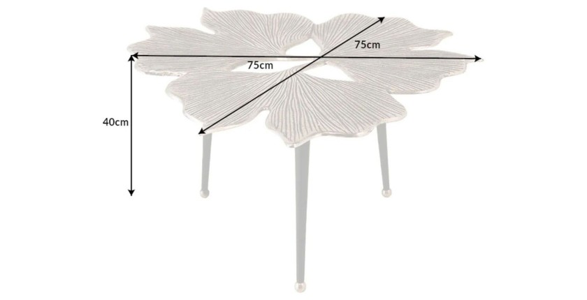 Table basse LOTUSIA argentée 75cm dimensions