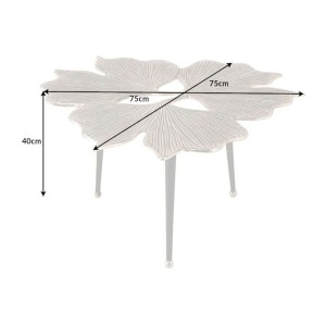Table basse LOTUSIA argentée 75cm dimensions