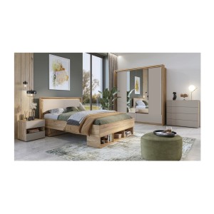 copy of Bett 140x200 VOX mit 3 Nischen und 2 Fächern für Schubladen, ohne Lattenrost