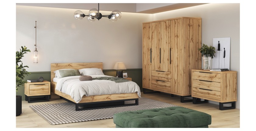 copy of Letto contenitore 140x200 stile industriale - Collezione MILOS. Colori rovere grezzo e nero.