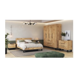Lit coffre MILOS 140x200cm vu avec d'autres éléments de la chambre MILOS