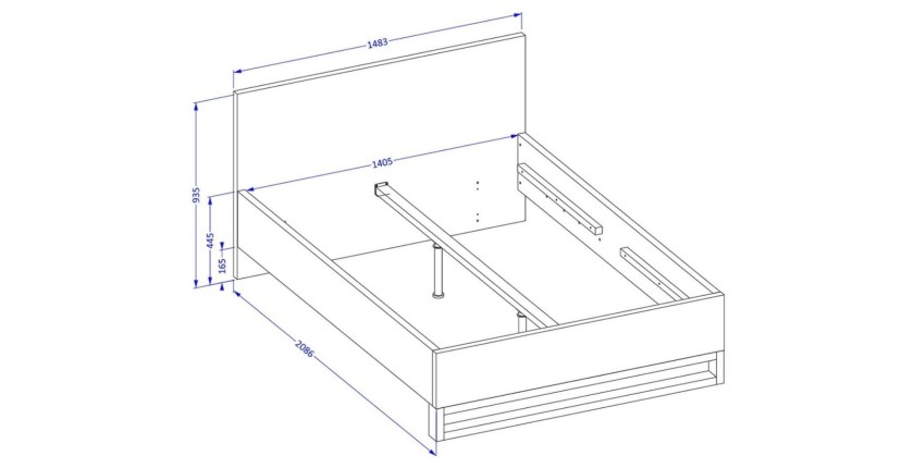 copy of Lit coffre 140x200 im Industriestil - Kollektion MILOS. Farbe rohe Eiche und Schwarz.