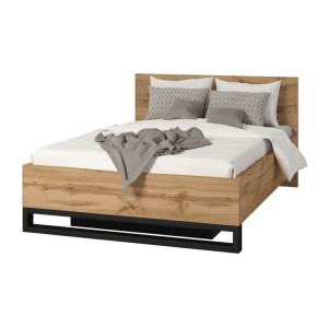 copy of Lit coffre 140x200 im Industriestil - Kollektion MILOS. Farbe rohe Eiche und Schwarz.