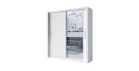 Kledingkast met 2 schuifdeuren en spiegel - 155 cm - wit - collectie OZZULA