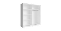 Kledingkast met 2 schuifdeuren en spiegel - 155 cm - wit - collectie OZZULA