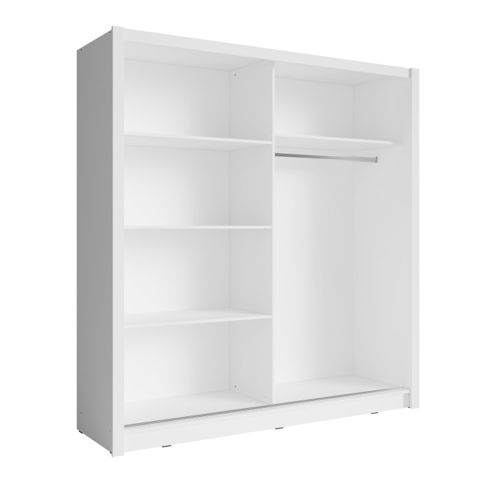 Armoire 2 portes coulissantes avec miroir - 155 cm - blanc - collection OZZULA