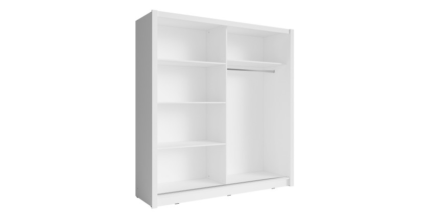 Armario con 2 puertas correderas con espejo - 155 cm - blanco - colección OZZULA