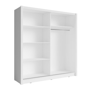 Armario con 2 puertas correderas con espejo - 155 cm - blanco - colección OZZULA