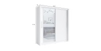 Armario con 2 puertas correderas con espejo - 155 cm - blanco - colección OZZULA