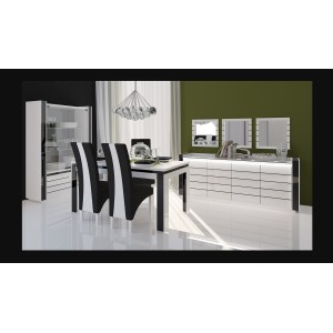 Buffet LINA blanc et noir avec LED – 220 x 87 x 50 cm