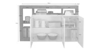 Buffet BURA 3 Türen 146 cm – Hochglanz Weiß und dunkles Holzdekor – Zeitgenössisches Design