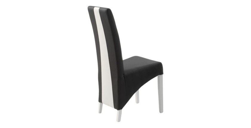 Lot de 2 chaises BASIKA noir et blanc similicuir design vintage