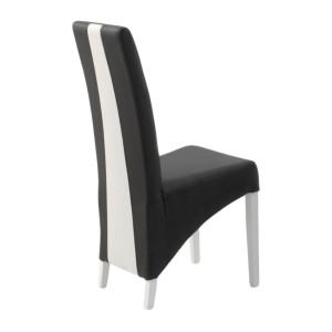 Lot de 2 chaises BASIKA noir et blanc similicuir design vintage