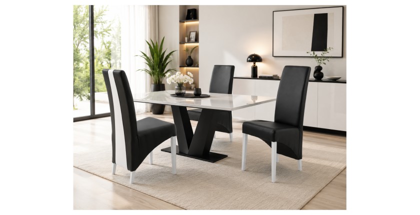 Lot de 2 chaises BASIKA noires et blanches mise en situation