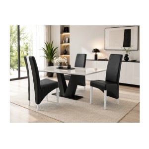 Lot de 2 chaises BASIKA noires et blanches mise en situation