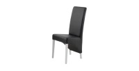 Lot de 2 chaises BASIKA noir et blanc similicuir design vintage