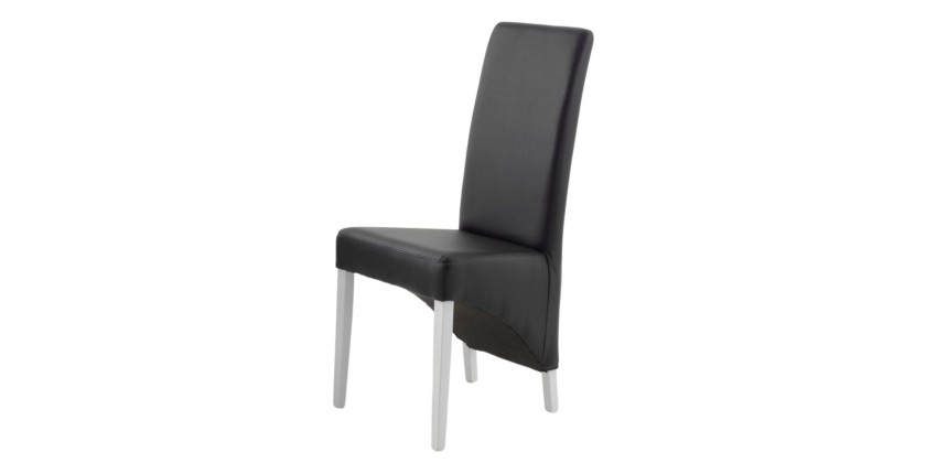 Lot de 2 chaises BASIKA noir et blanc similicuir design vintage