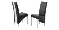 Lot de 2 chaises BASIKA noir et blanc similicuir design vintage