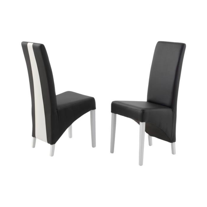 Set von 2 Stühlen BASIKA in Schwarz und Weiß aus Kunstleder – Vintage-Stil
