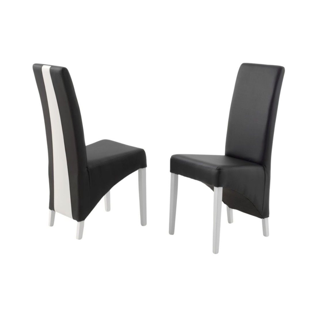 Lot de 2 chaises BASIKA noir et blanc similicuir design vintage
